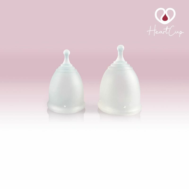 HeartCup MyCups 2 stk. Active fast menstruationskop 1 Heavy (B) og 1 Regular (A) hvid farve